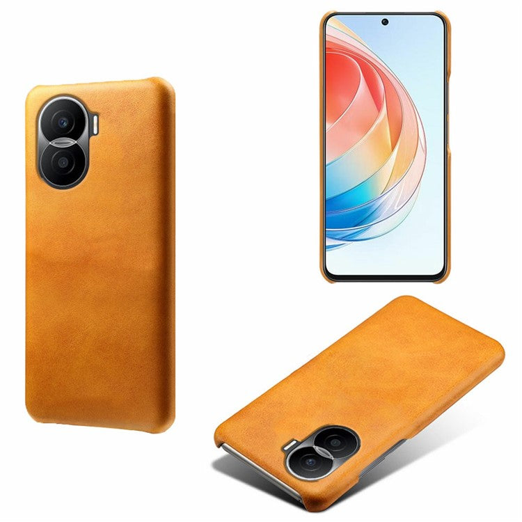 For Honor X40i 5G Slim Shockproof Phone Cover Calf Texture PU Leather Coated Hard PC Anti-Scratch Phone Case - Orange
