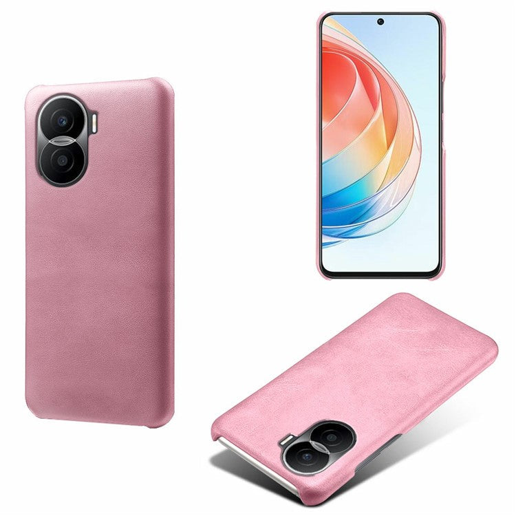 For Honor X40i 5G Slim Shockproof Phone Cover Calf Texture PU Leather Coated Hard PC Anti-Scratch Phone Case - Rose Gold