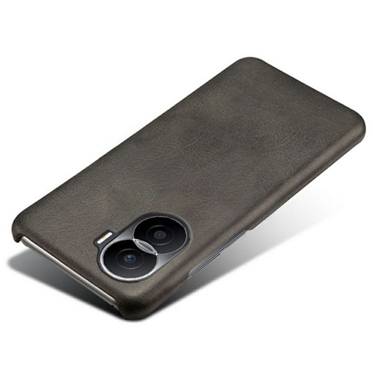For Honor X40i 5G Slim Shockproof Phone Cover Calf Texture PU Leather Coated Hard PC Anti-Scratch Phone Case - Black
