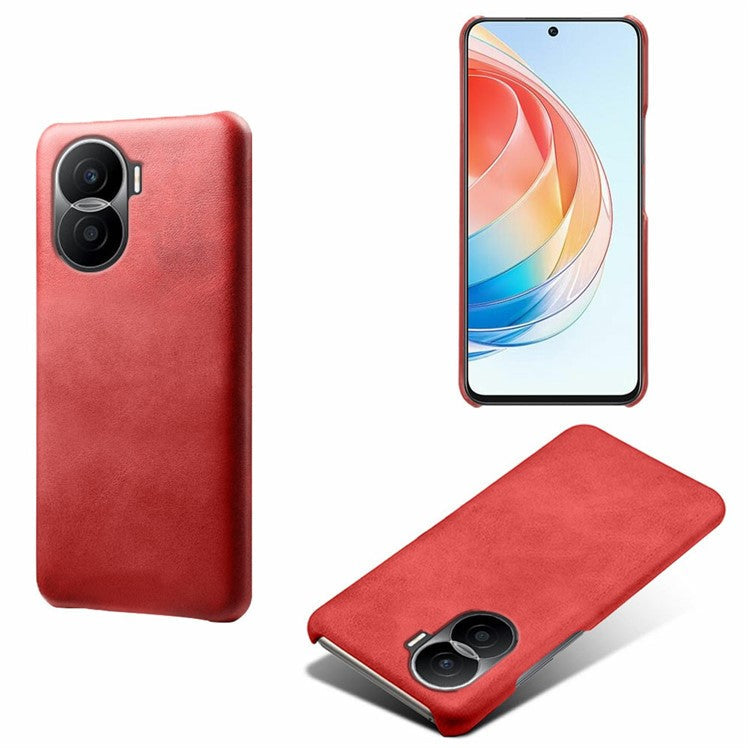 For Honor X40i 5G Slim Shockproof Phone Cover Calf Texture PU Leather Coated Hard PC Anti-Scratch Phone Case - Red