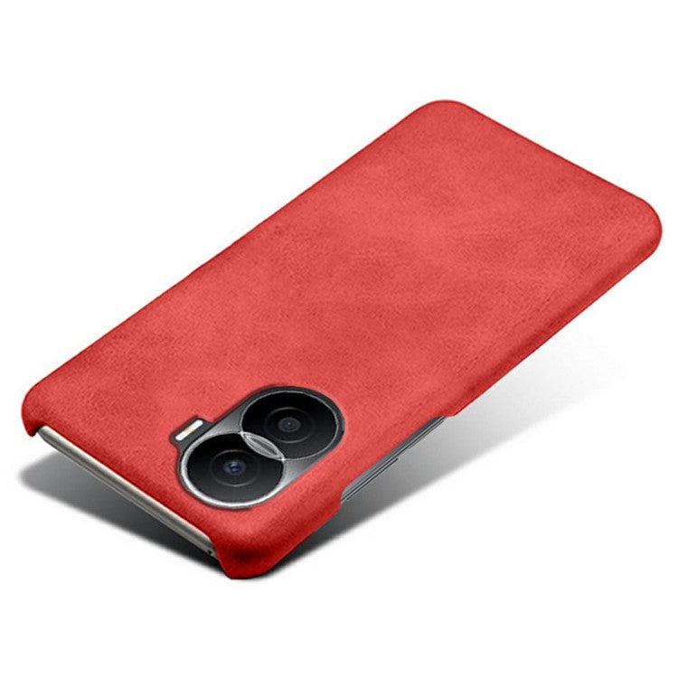 For Honor X40i 5G Slim Shockproof Phone Cover Calf Texture PU Leather Coated Hard PC Anti-Scratch Phone Case - Red