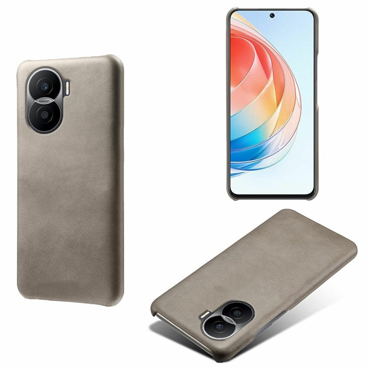 For Honor X40i 5G Slim Shockproof Phone Cover Calf Texture PU Leather Coated Hard PC Anti-Scratch Phone Case - Grey