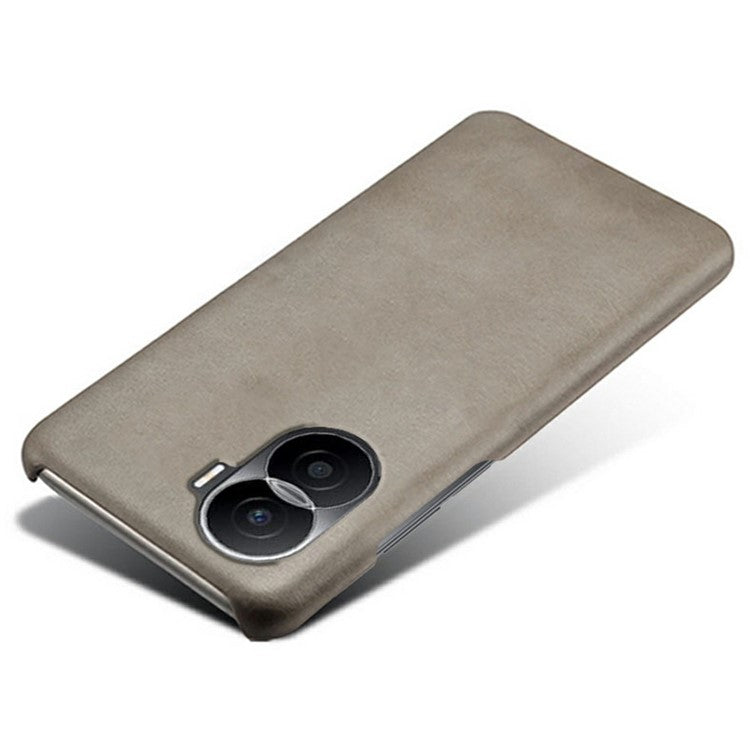 For Honor X40i 5G Slim Shockproof Phone Cover Calf Texture PU Leather Coated Hard PC Anti-Scratch Phone Case - Grey