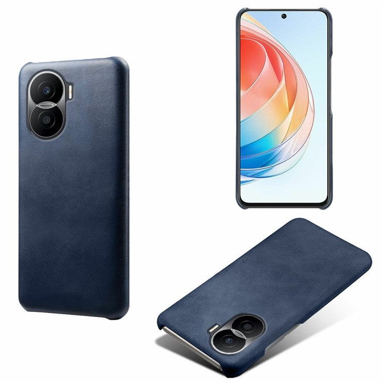For Honor X40i 5G Slim Shockproof Phone Cover Calf Texture PU Leather Coated Hard PC Anti-Scratch Phone Case - Blue