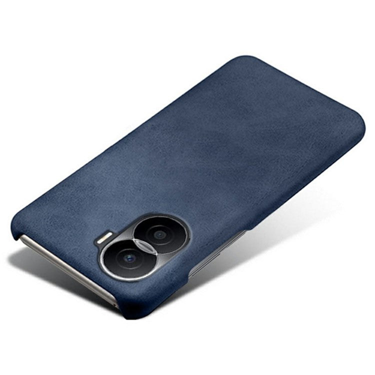 For Honor X40i 5G Slim Shockproof Phone Cover Calf Texture PU Leather Coated Hard PC Anti-Scratch Phone Case - Blue