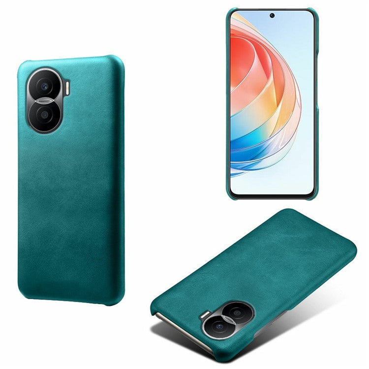For Honor X40i 5G Slim Shockproof Phone Cover Calf Texture PU Leather Coated Hard PC Anti-Scratch Phone Case - Green