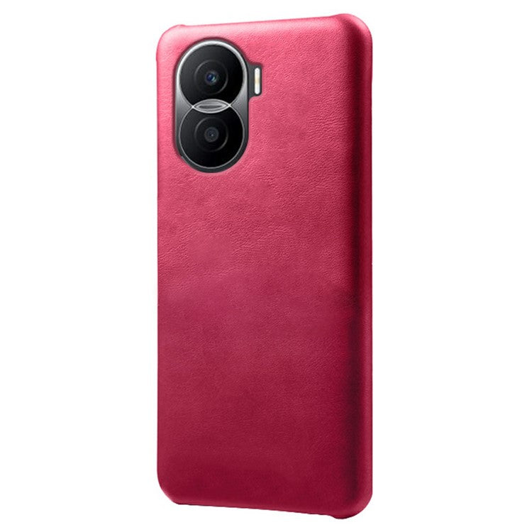 For Honor X40i 5G Slim Shockproof Phone Cover Calf Texture PU Leather Coated Hard PC Anti-Scratch Phone Case - Rose