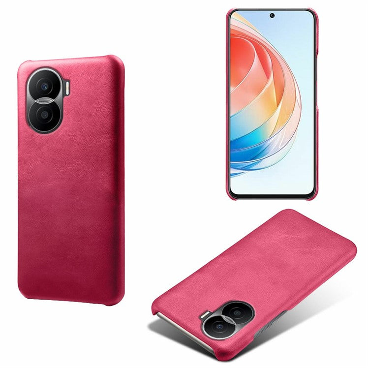 For Honor X40i 5G Slim Shockproof Phone Cover Calf Texture PU Leather Coated Hard PC Anti-Scratch Phone Case - Rose