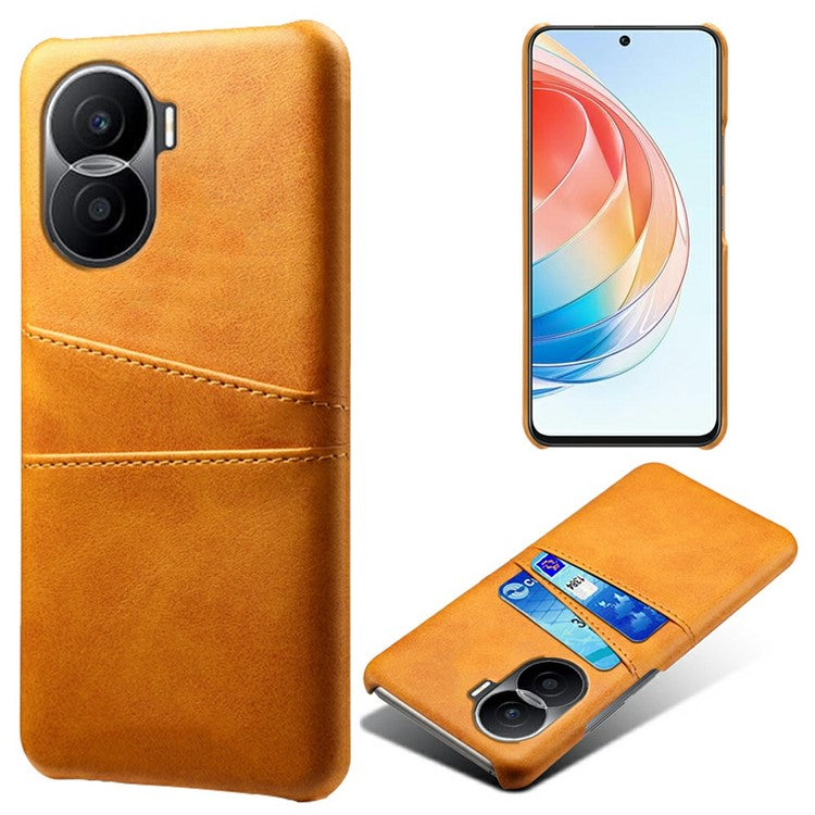 For Honor X40i 5G Dual Card Slots Holder Case PU Leather Coated Hard PC Protective Phone Cover - Orange