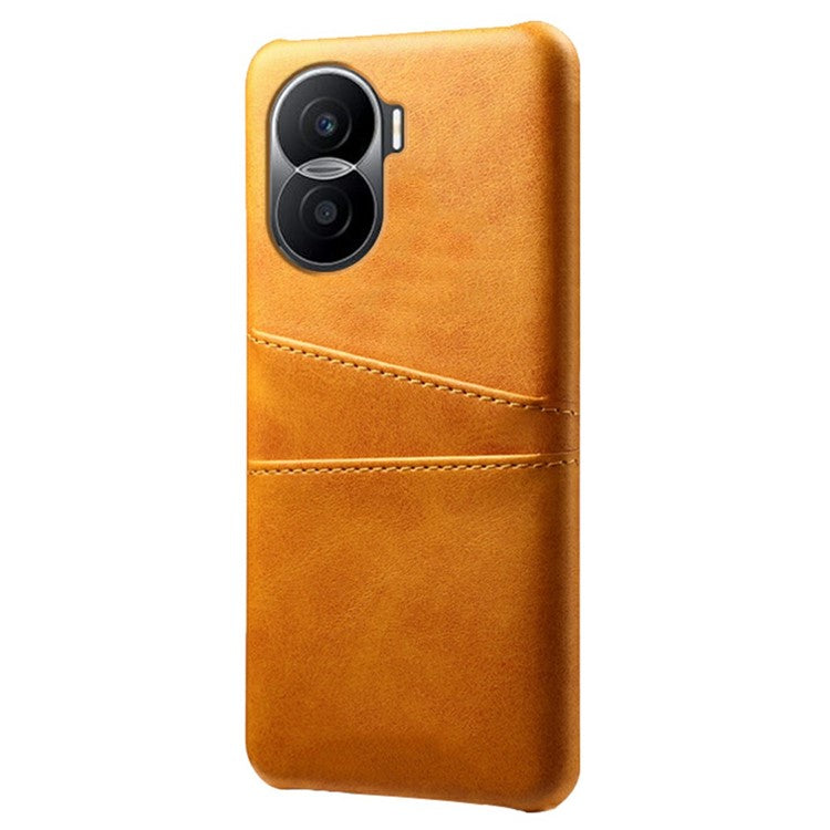 For Honor X40i 5G Dual Card Slots Holder Case PU Leather Coated Hard PC Protective Phone Cover - Orange