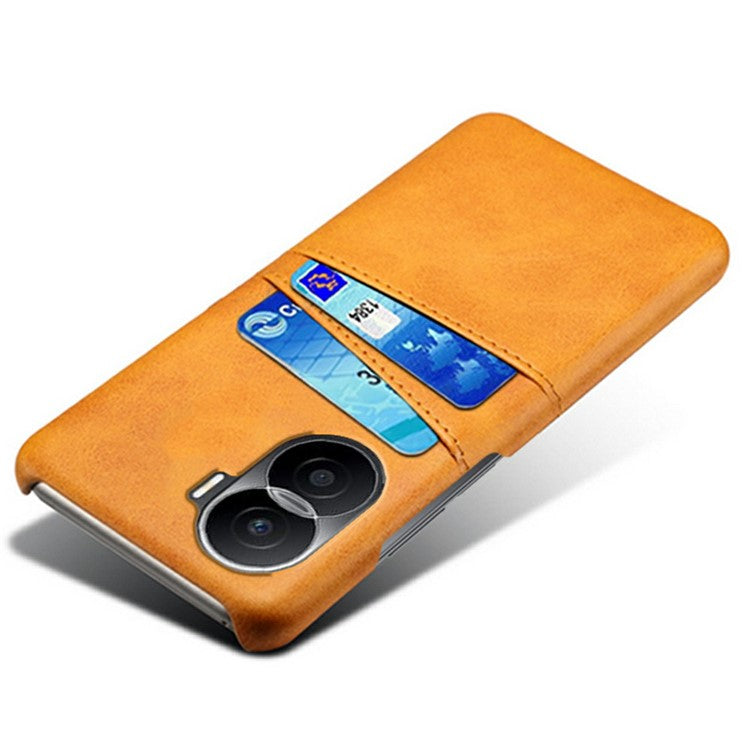 For Honor X40i 5G Dual Card Slots Holder Case PU Leather Coated Hard PC Protective Phone Cover - Orange