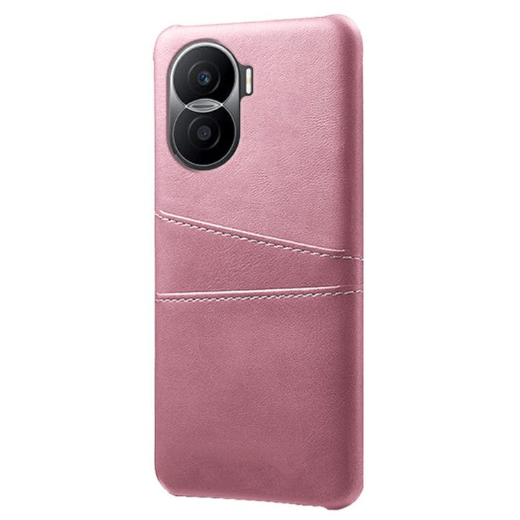 For Honor X40i 5G Dual Card Slots Holder Case PU Leather Coated Hard PC Protective Phone Cover - Rose Gold