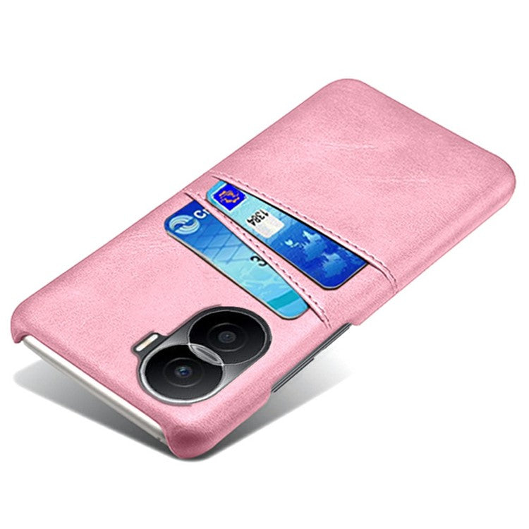 For Honor X40i 5G Dual Card Slots Holder Case PU Leather Coated Hard PC Protective Phone Cover - Rose Gold