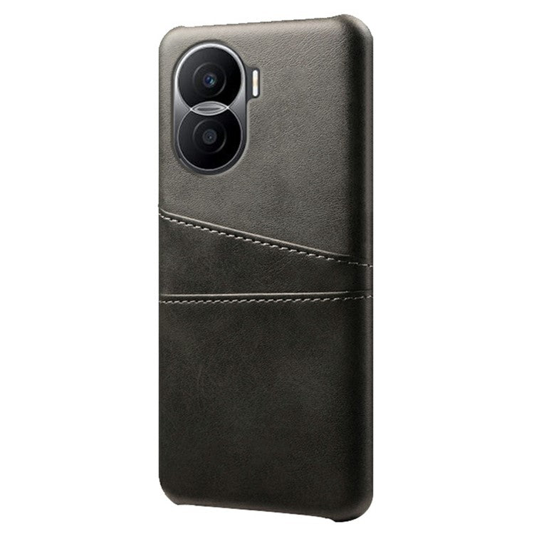 For Honor X40i 5G Dual Card Slots Holder Case PU Leather Coated Hard PC Protective Phone Cover - Black