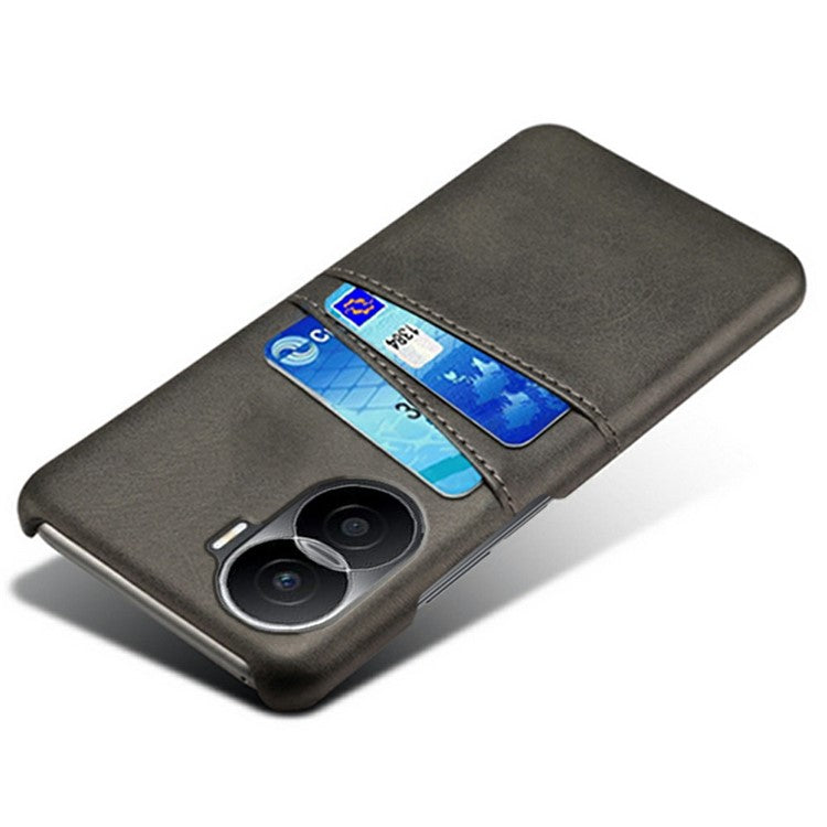 For Honor X40i 5G Dual Card Slots Holder Case PU Leather Coated Hard PC Protective Phone Cover - Black
