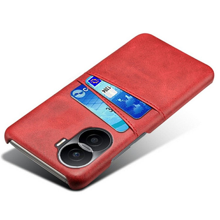 For Honor X40i 5G Dual Card Slots Holder Case PU Leather Coated Hard PC Protective Phone Cover - Red