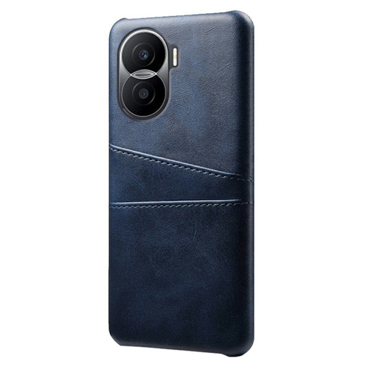 For Honor X40i 5G Dual Card Slots Holder Case PU Leather Coated Hard PC Protective Phone Cover - Blue