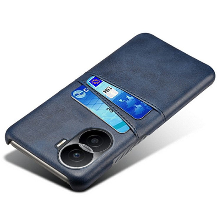 For Honor X40i 5G Dual Card Slots Holder Case PU Leather Coated Hard PC Protective Phone Cover - Blue