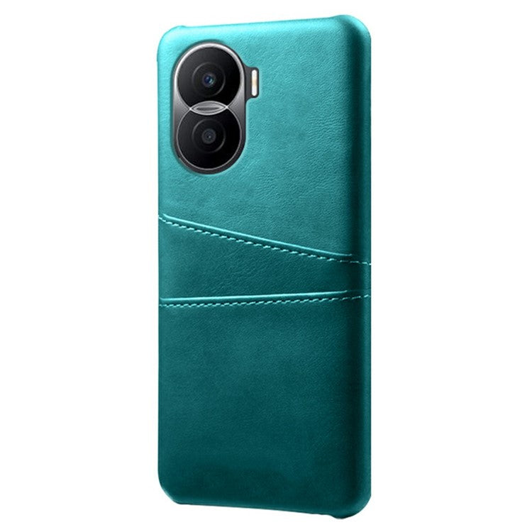 For Honor X40i 5G Dual Card Slots Holder Case PU Leather Coated Hard PC Protective Phone Cover - Green