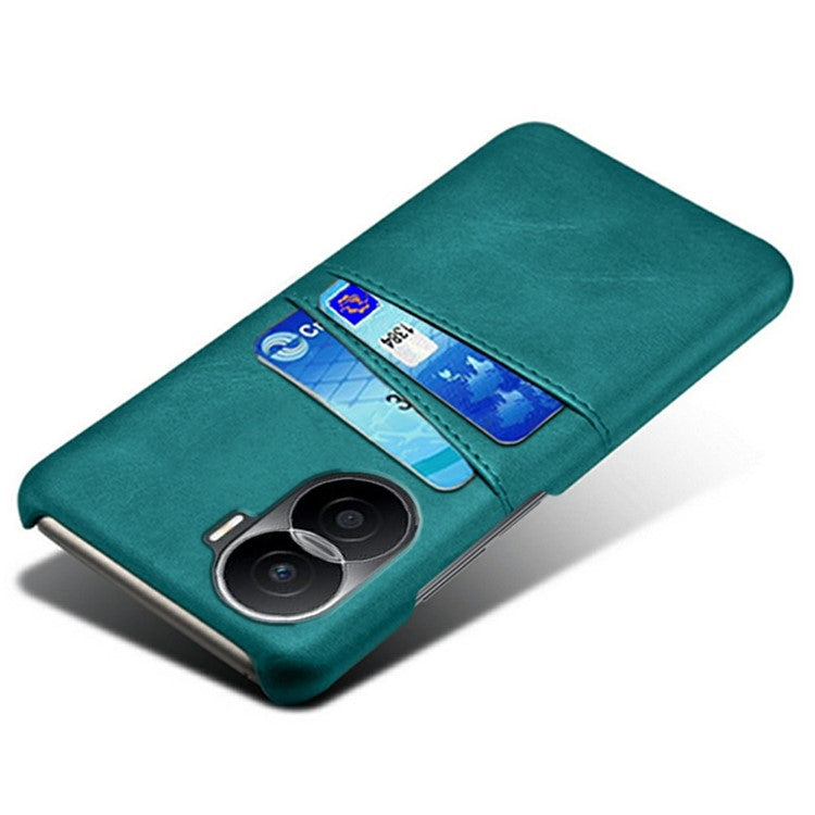 For Honor X40i 5G Dual Card Slots Holder Case PU Leather Coated Hard PC Protective Phone Cover - Green