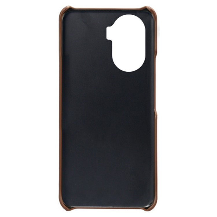 For Honor X40i 5G Dual Card Slots Holder Case PU Leather Coated Hard PC Protective Phone Cover - Brown