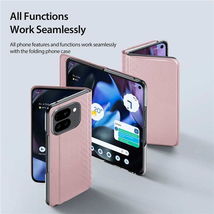 DUX DUCIS Bril Series for Google Pixel 9 Pro Fold 5G Case Leather+PC Stand Phone Cover - Pink