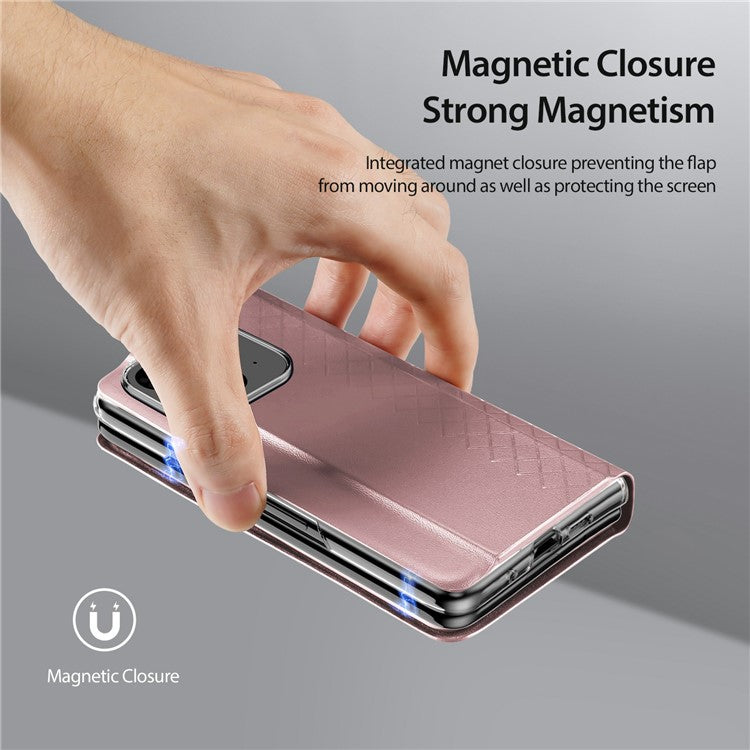 DUX DUCIS Bril Series for Google Pixel 9 Pro Fold 5G Case Leather+PC Stand Phone Cover - Pink