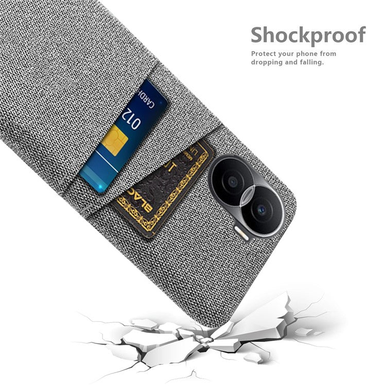 For Honor X40i 5G Cloth Texture Phone Case Dual Card Slots Anti-scratch Hard PC Protective Cover - Light Grey