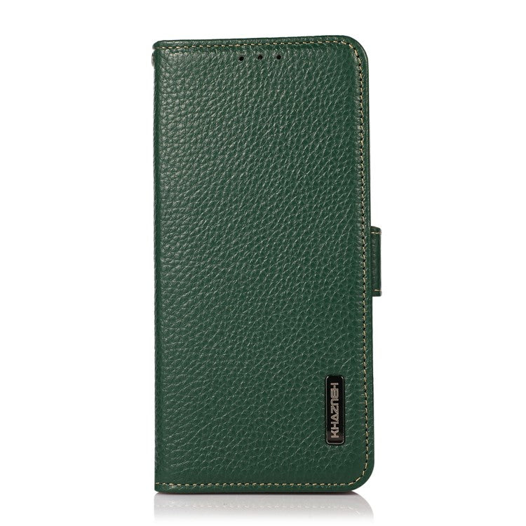 KHAZNEH For Motorola Edge 50 Neo 5G Phone Case Genuine Cow Leather Cover RFID Blocking - Green