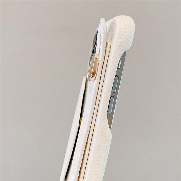 For iPhone 16 Pro Case Wristband Kickstand Card Slot PU Leather+PET Phone Cover - Dark Brown