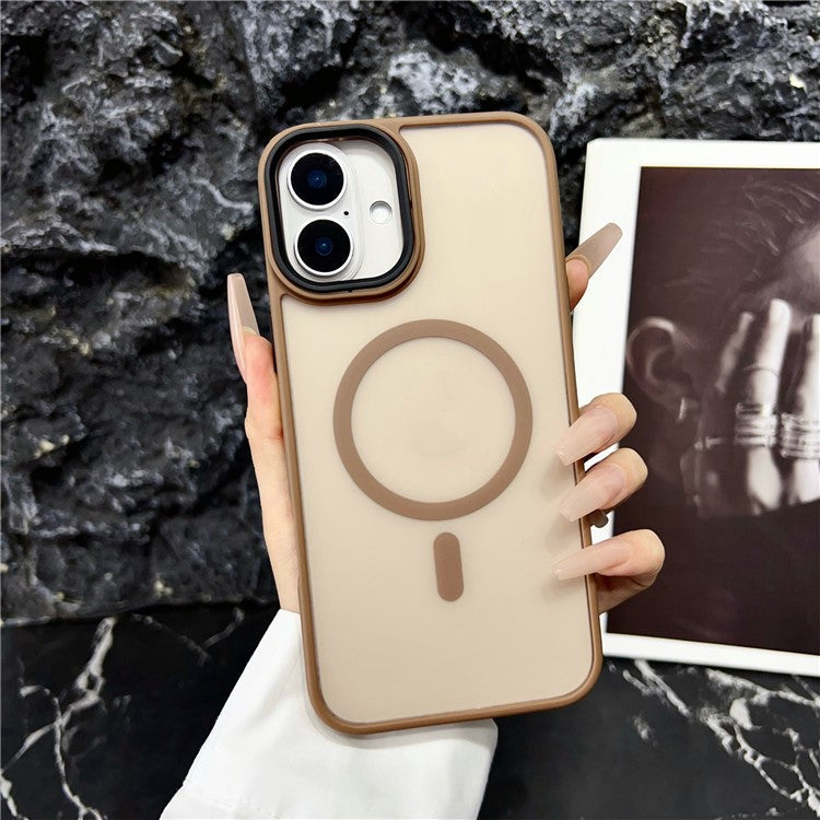For iPhone 16 Plus Case Compatible with MagSafe Skin-Touch Matte Anti-Drop TPU+PC Phone Cover - Desert Gold