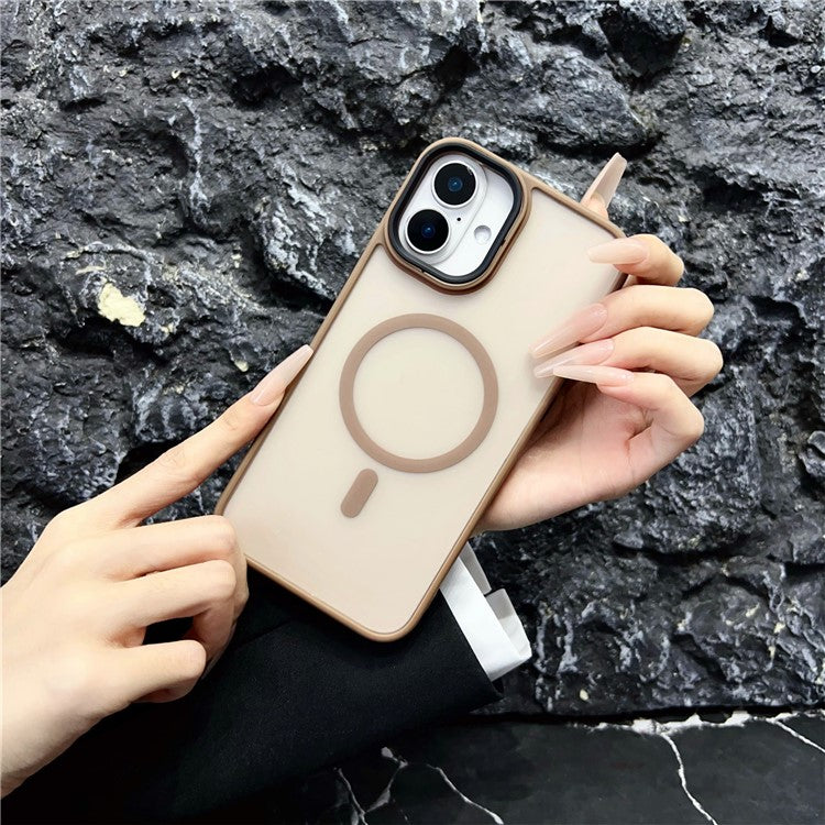 For iPhone 16 Plus Case Compatible with MagSafe Skin-Touch Matte Anti-Drop TPU+PC Phone Cover - Desert Gold