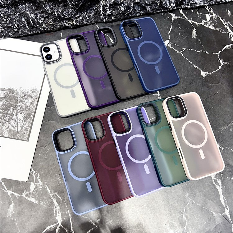 For iPhone 16 Plus Case Compatible with MagSafe Skin-Touch Matte Anti-Drop TPU+PC Phone Cover - Wine Red