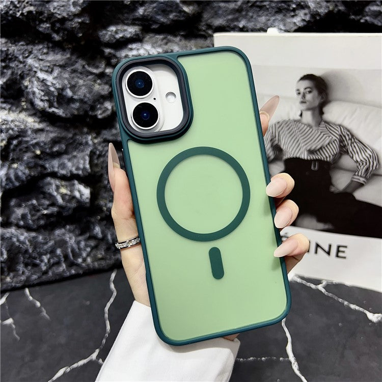 For iPhone 16 Case Compatible with MagSafe Skin-Touch Matte Anti-Drop TPU+PC Phone Cover - Green