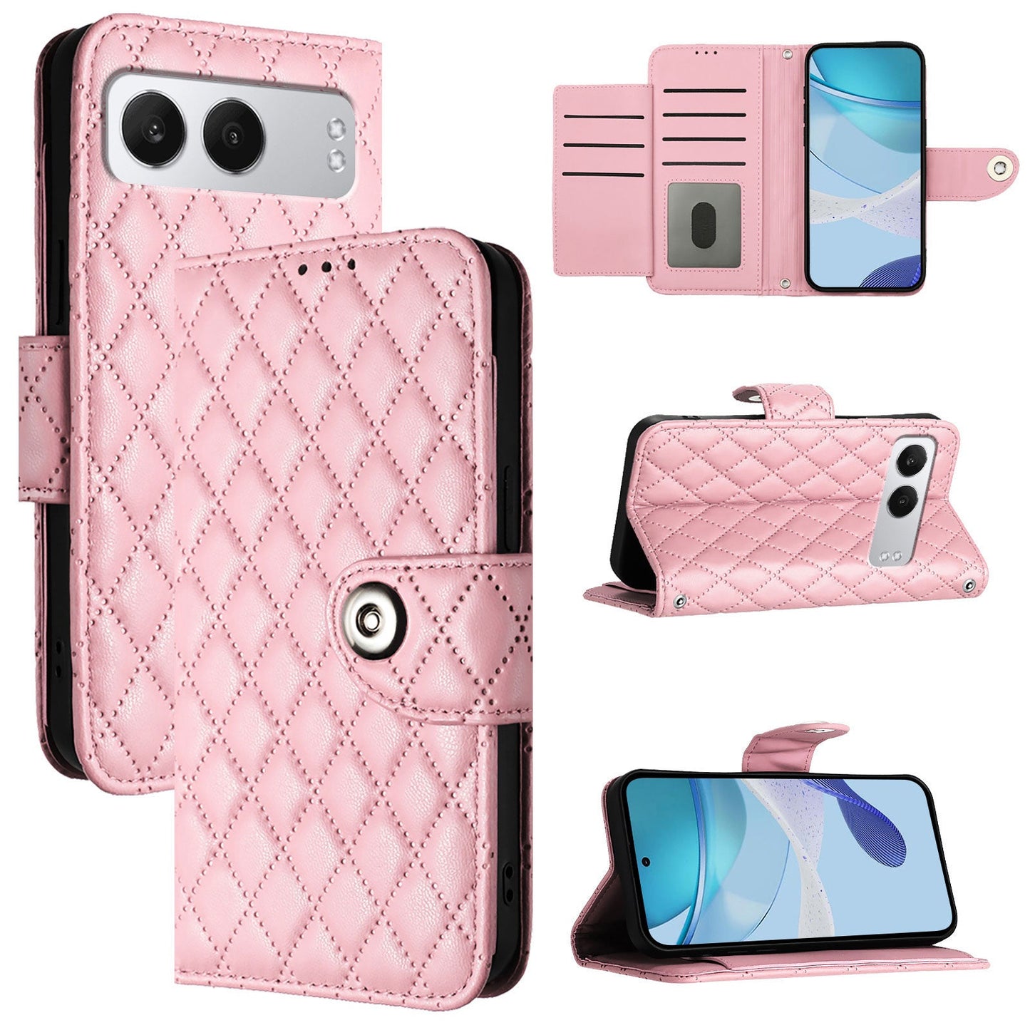 For OnePlus Nord 4 Case YB Imprinting Series-8 Leather Wallet Phone Cover with 7 Card Slots - Pink