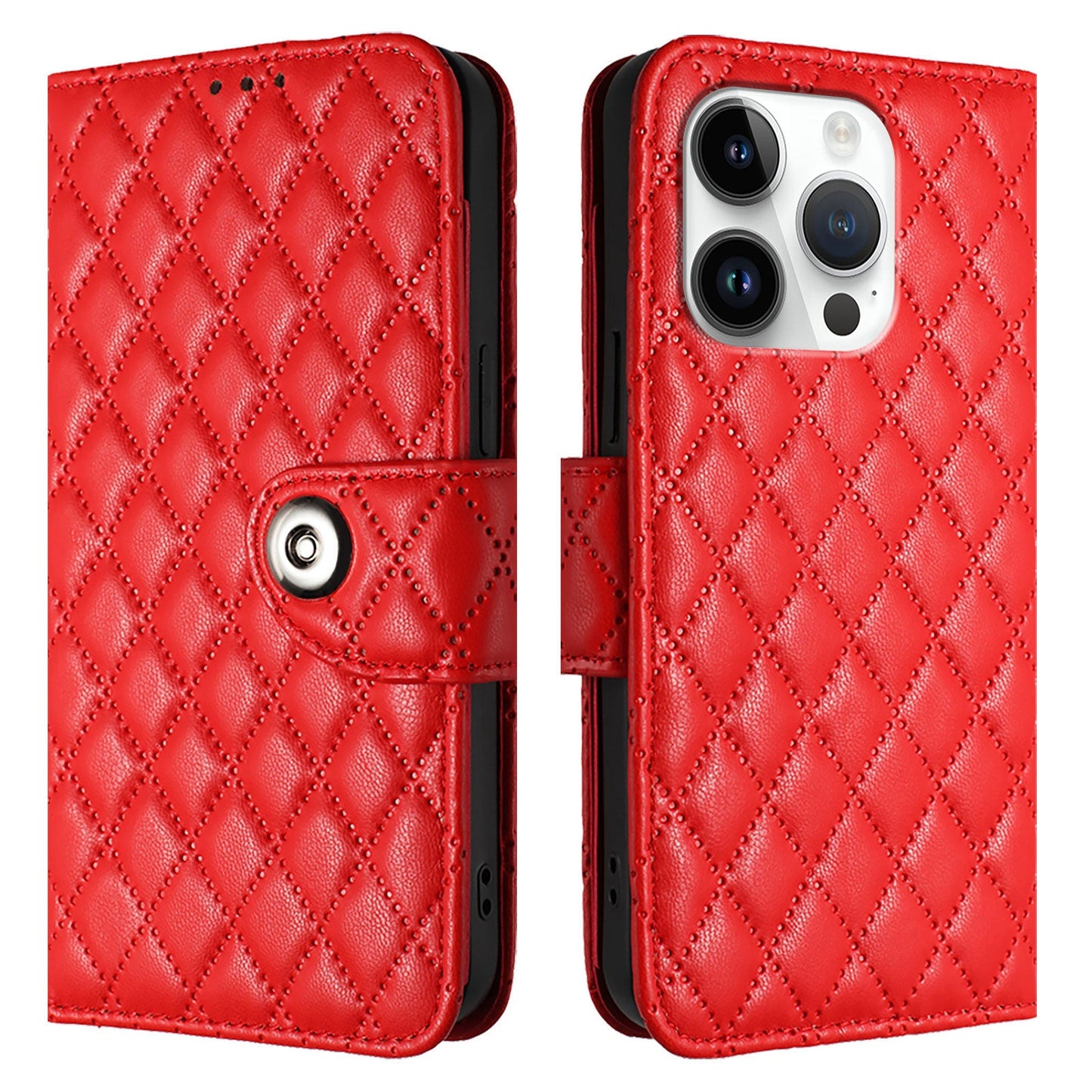 For iPhone 16 Pro Case YB Imprinting Series-8 Leather Wallet Phone Cover with 7 Card Slots - Red