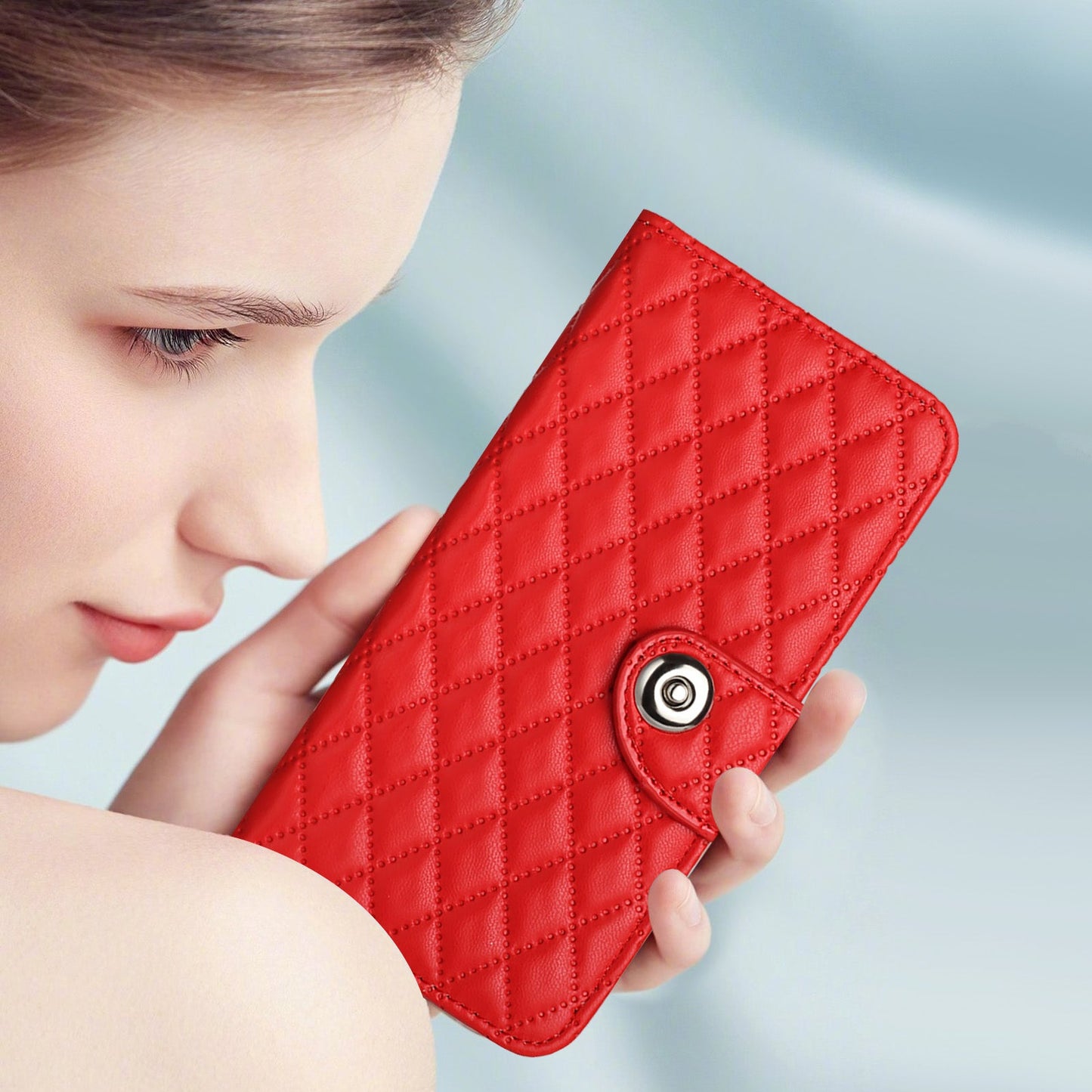 For iPhone 16 Pro Case YB Imprinting Series-8 Leather Wallet Phone Cover with 7 Card Slots - Red