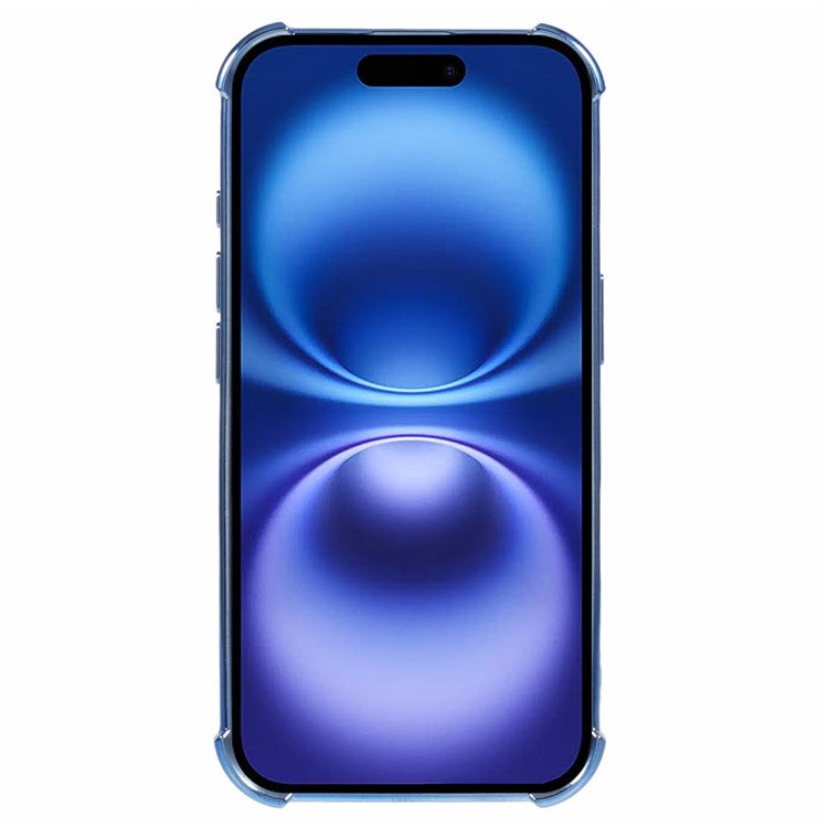 For iPhone 16 Case Electroplating Clear TPU Phone Cover with Lens Film - Blue