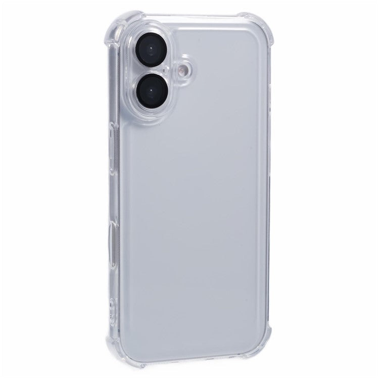 For iPhone 16 Case Electroplating Clear TPU Phone Cover with Lens Film - Silver