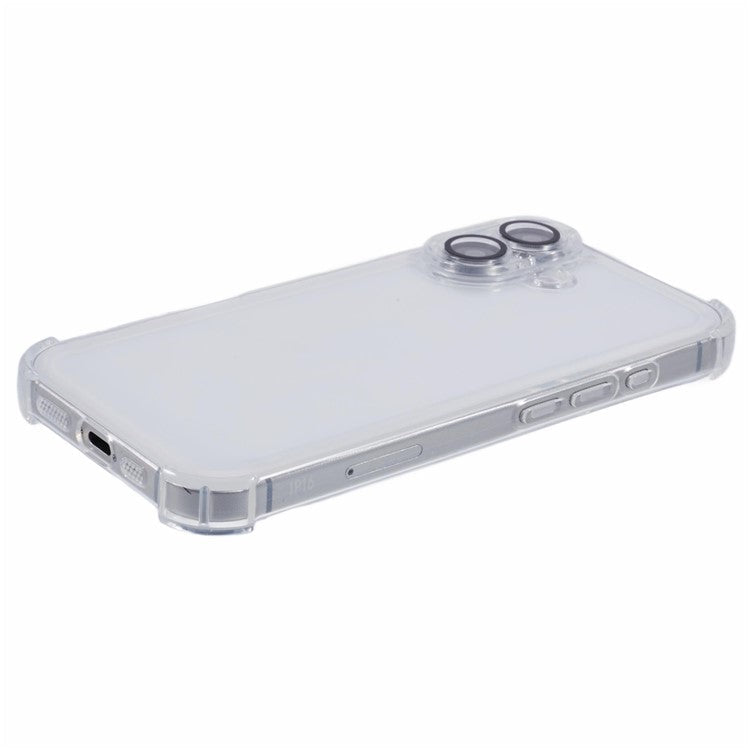 For iPhone 16 Case Electroplating Clear TPU Phone Cover with Lens Film - Silver