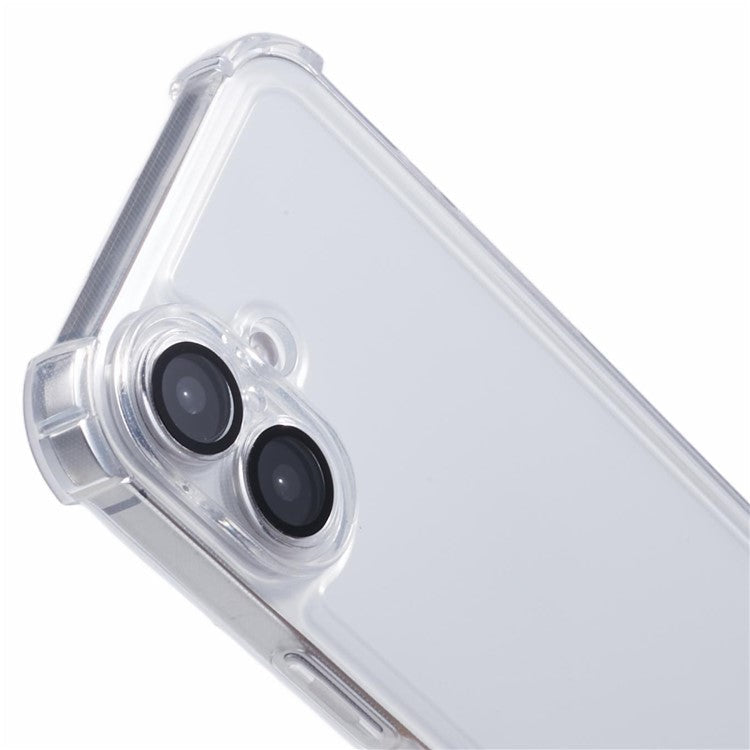 For iPhone 16 Case Electroplating Clear TPU Phone Cover with Lens Film - Silver