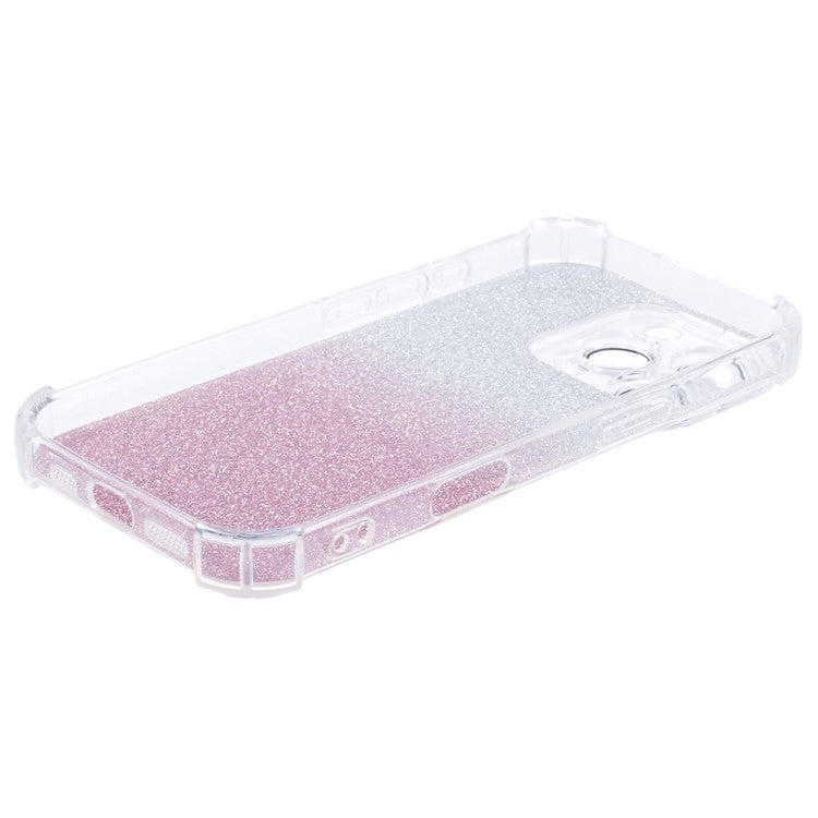 For iPhone 16 Pro Case Electroplating Clear TPU Phone Cover with Lens Film and Glitter Card - Silver
