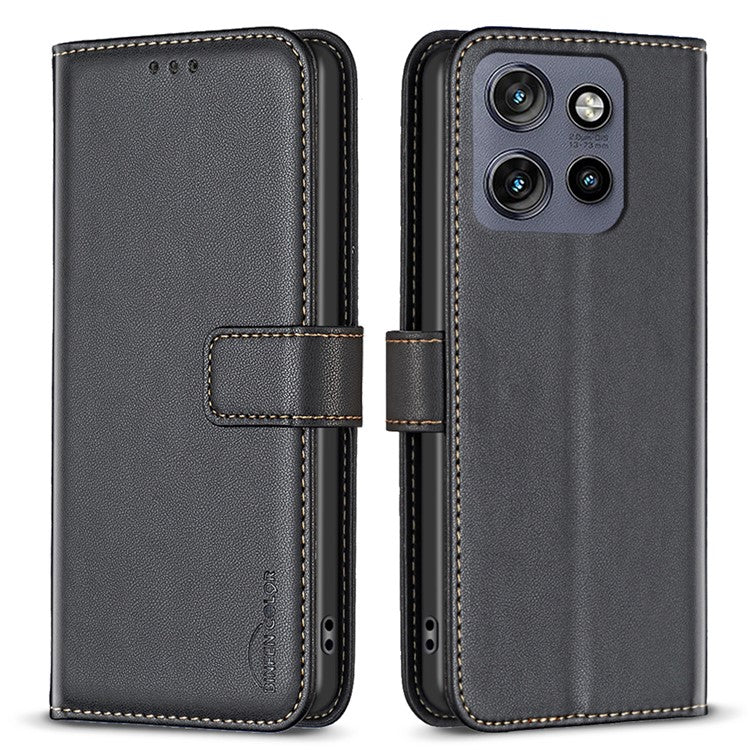 BINFEN COLOR BF17 For Motorola Edge 50 Neo 5G / Moto S50 5G / Thinkphone 25 5G Case Wallet Folio Flip Leather Cover - Black
