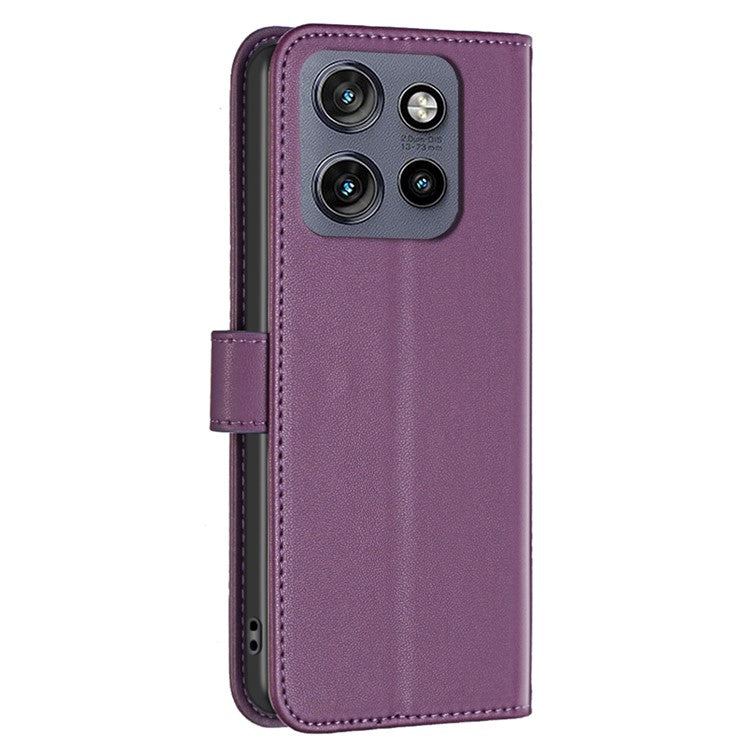 BINFEN COLOR BF17 For Motorola Edge 50 Neo 5G / Moto S50 5G / Thinkphone 25 5G Case Wallet Folio Flip Leather Cover - Dark Purple