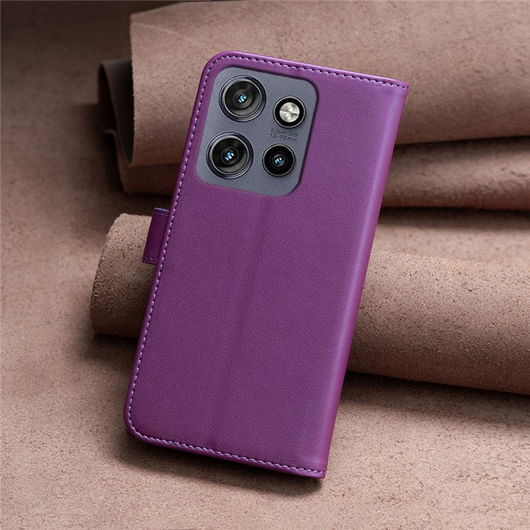 BINFEN COLOR BF17 For Motorola Edge 50 Neo 5G / Moto S50 5G / Thinkphone 25 5G Case Wallet Folio Flip Leather Cover - Dark Purple