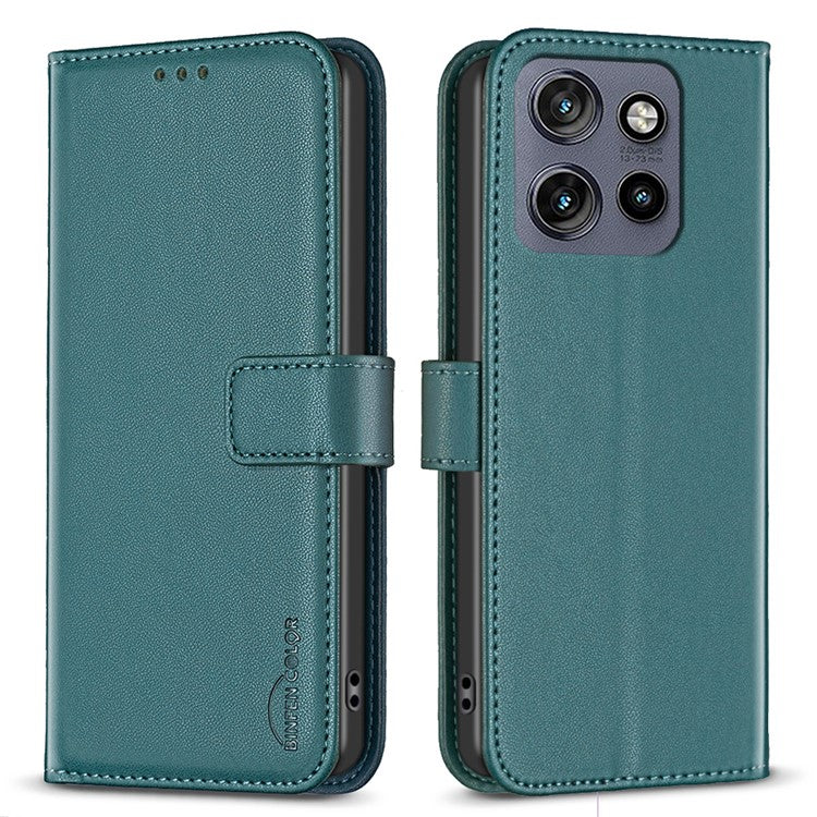 BINFEN COLOR BF17 For Motorola Edge 50 Neo 5G / Moto S50 5G / Thinkphone 25 5G Case Wallet Folio Flip Leather Cover - Green
