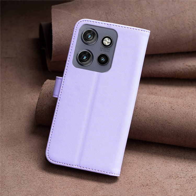 BINFEN COLOR BF17 For Motorola Edge 50 Neo 5G / Moto S50 5G / Thinkphone 25 5G Case Wallet Folio Flip Leather Cover - Purple
