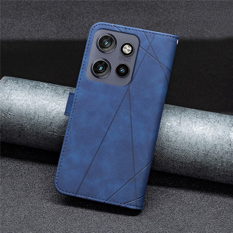 BINFEN COLOR BF05 For Motorola Edge 50 Neo 5G / Moto S50 5G / Thinkphone 25 5G Case Leather Phone Cover Wallet Stand - Blue