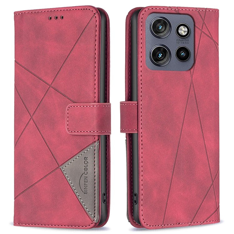 BINFEN COLOR BF05 For Motorola Edge 50 Neo 5G / Moto S50 5G / Thinkphone 25 5G Case Leather Phone Cover Wallet Stand - Red