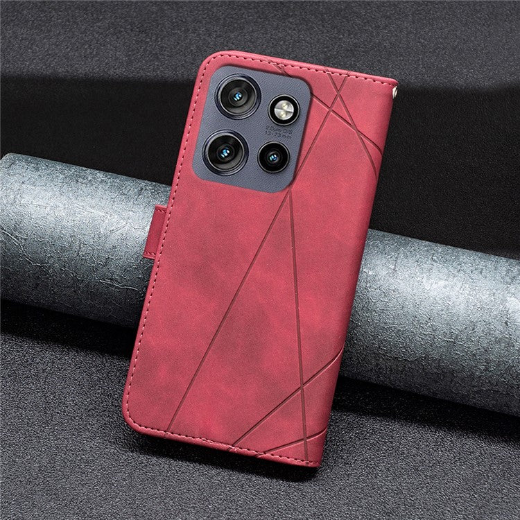 BINFEN COLOR BF05 For Motorola Edge 50 Neo 5G / Moto S50 5G / Thinkphone 25 5G Case Leather Phone Cover Wallet Stand - Red